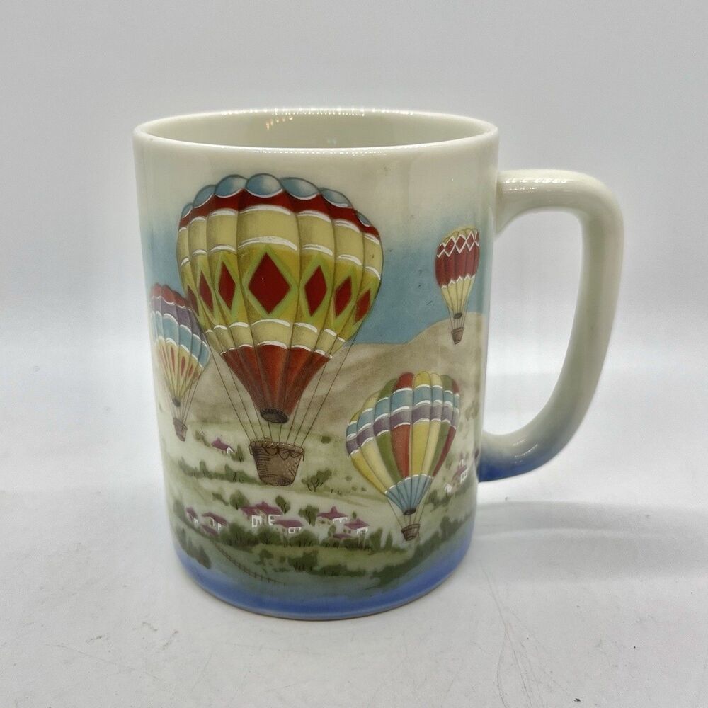 Otagiri Japan Ceramic Mug Hot Air Balloon Countryside Collectible